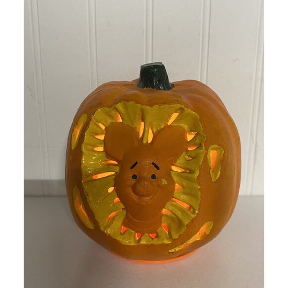 Winnie the Pooh Piglet Light Up Foam Jack O Lantern Pumpkin 1999 Disney Electric - Picture 1 of 4
